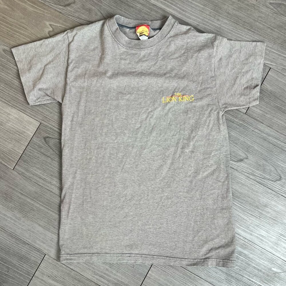 Vintage 90s The Lion King Embroidered Striped T-Shirt Movie Promo Size M
